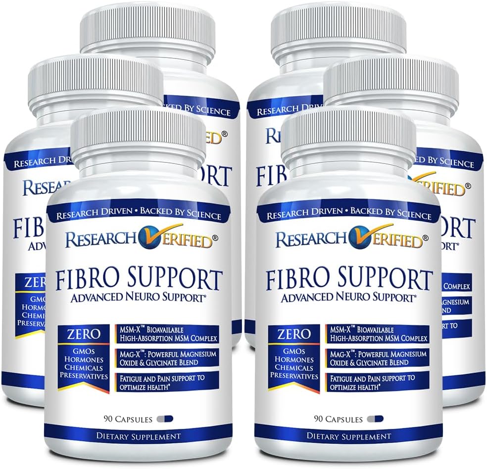 Tutkimus Varmennettu Fibro tuki - 540 kapselia - MSM, Magnesium, D3-vitamiini, BioPerine - 6 kuukauden tarjonta - Vegan