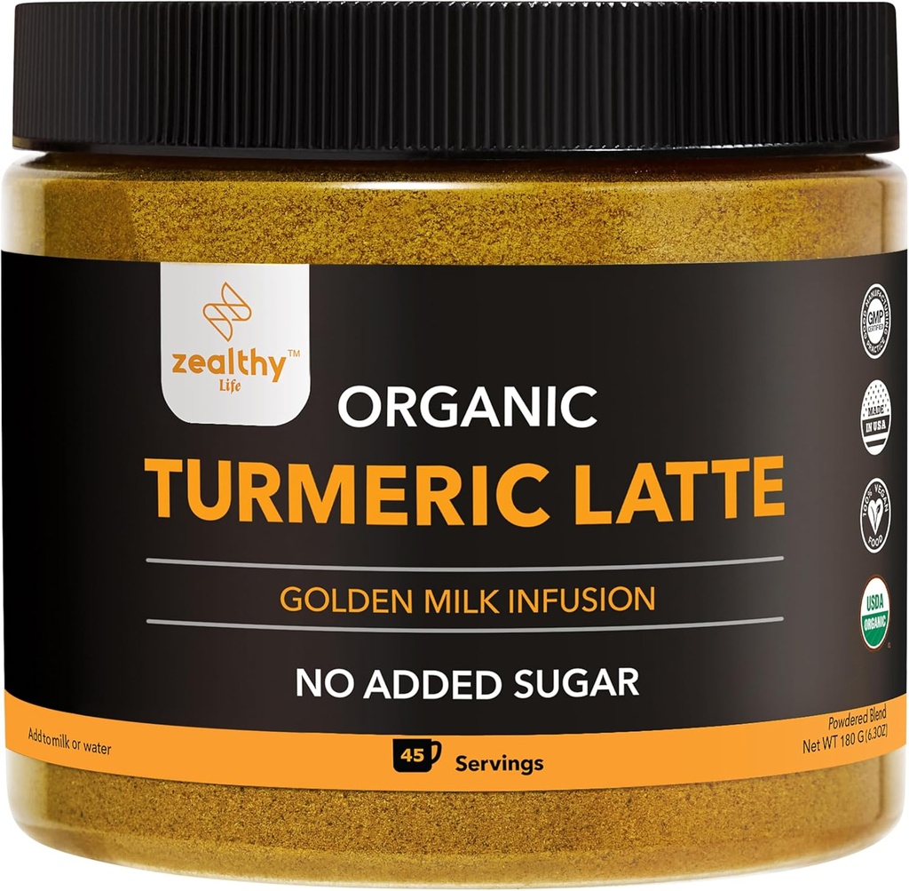 Organic Turmeric Latte Powder ... USDA Certified, ei lisättyä sokeria Turmeeric Supplement Ceylon Cinnamon, Zealty Life, 45 tarjoilua
