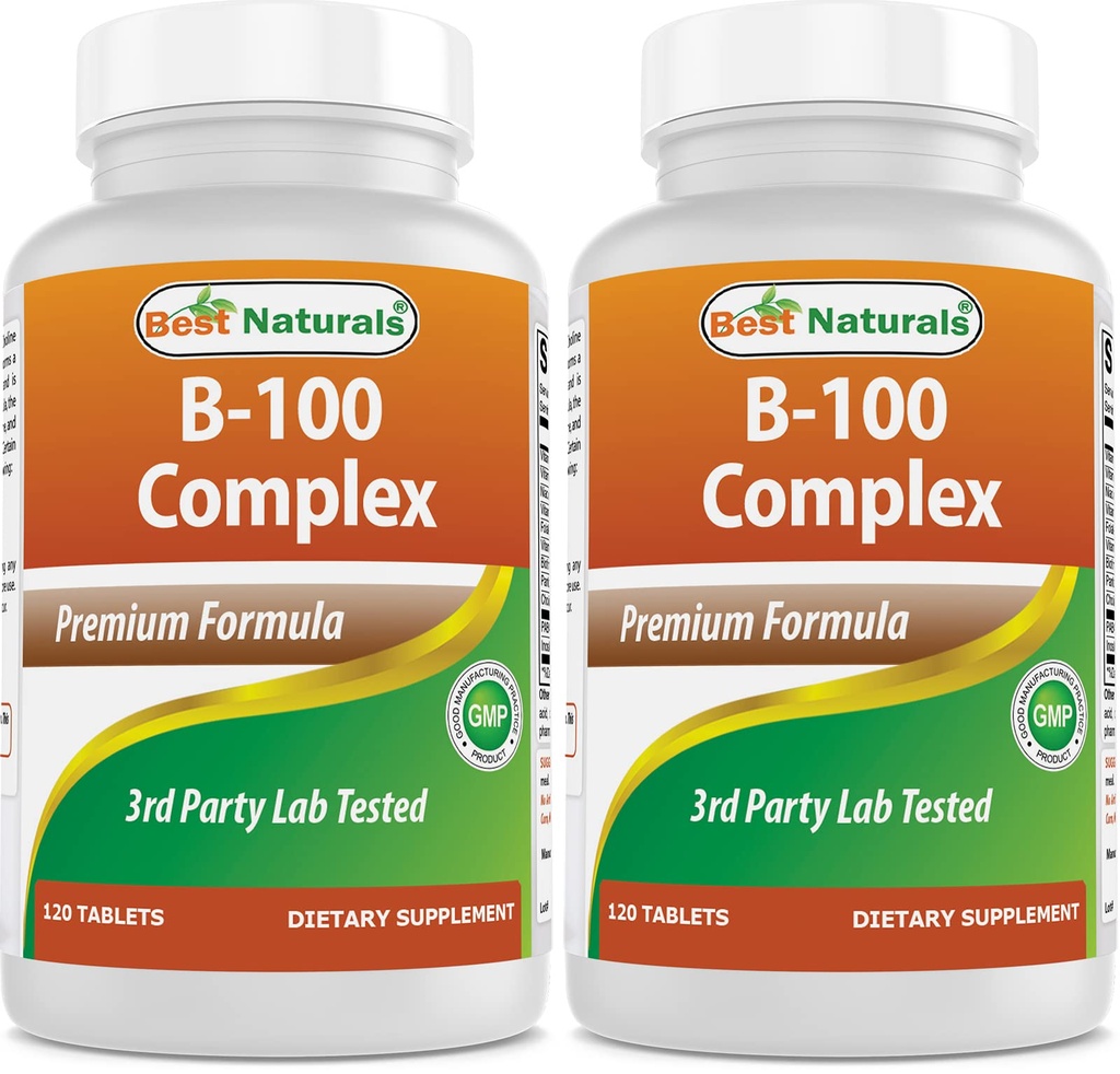 Best Naturals B 100 Complex 120 tablettia (B Complex Vitamiinit) (120 Luku (Pakki 2))