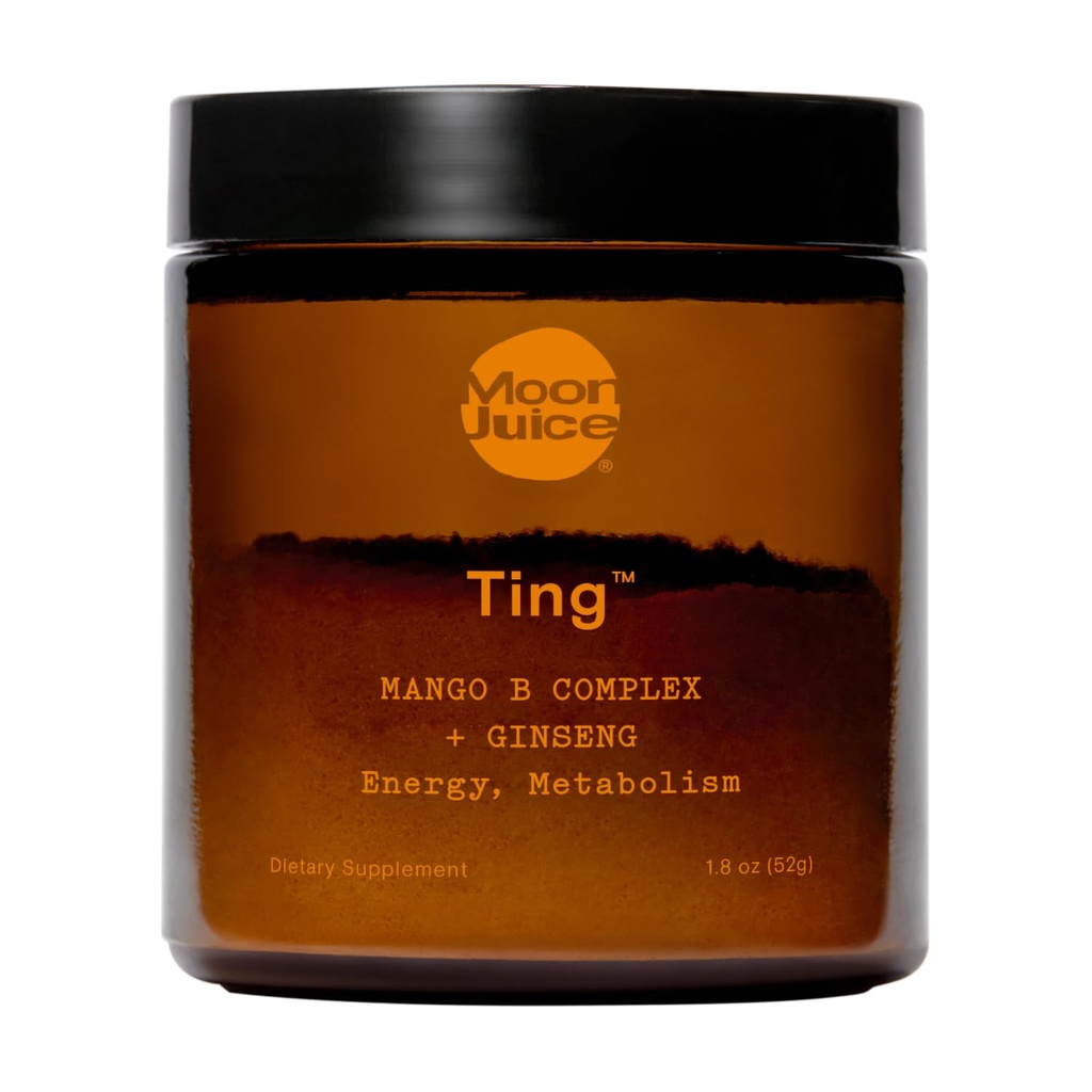 Kuumehu - Ting Mango-vitamiini B Complex + Ginseng täydennysosa - Jar (25 Servings) - Kofeiinitonta energiaa, aineenvaihduntaa ja mielialaa - Organic Tulsi & Guava - 3. osapuoli testattu - Vegan & Non GMO - 1,70