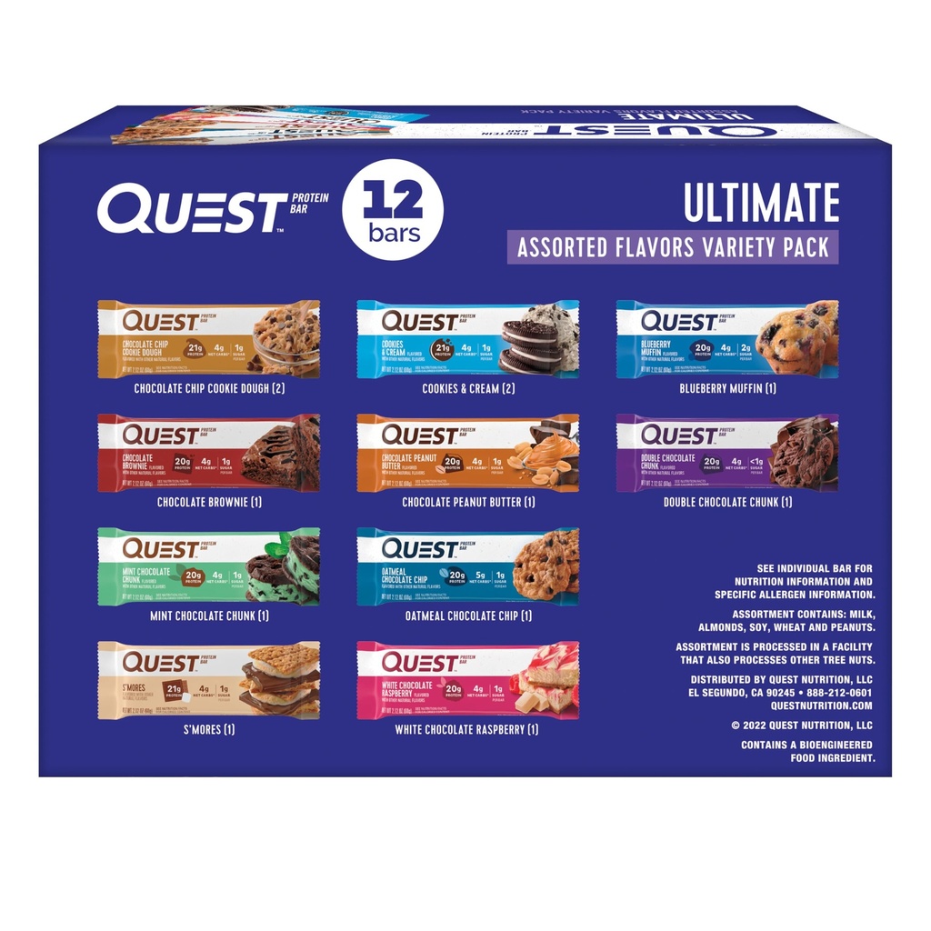 Quest Nutrition Ultimate Variety Pack Protein Baarit, Korkea proteiini, Low Carb, Gluteeniton, Keto Friendly, 12