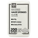 Medline 4 x 4 tuuman Gauze Sponges, ei-steriili 8-Ply kudottu laattoja, 100% puuvilla, ihanteellinen Haavapuku, Haavojen hoito, Yleinen ensiapu käyttöä, Pakkaus 200