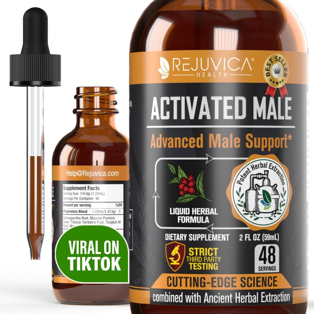 Rejuvica Health aktiverad man - Avancerad Male Libido Support Tincture - Förbättrad flytande leverans för bättre Absorption - Ashwagandha, Mucuna, Tongkat Ali, Tribulus & More!