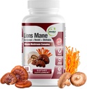 GreeNatr Complete Mushroom Supplement -10 i 1 Komplex med Lions Mane, Cordyceps, Shiitake, Chaga, Turkiet Tail för immunstöd, minne, fokus och naturlig energibooster - 60 kapslar (1 flaska)