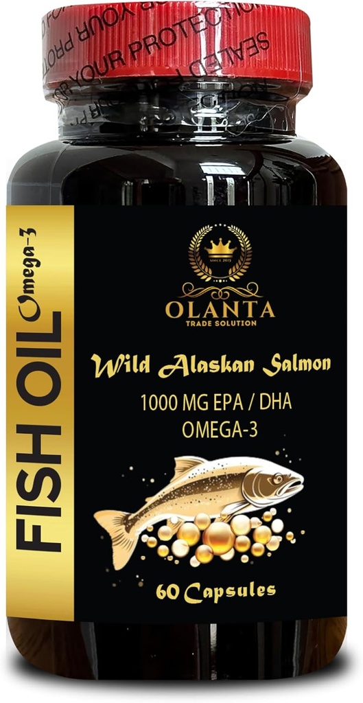 Wild Alaskan Salmon Oil - Omega 3 rasvahappo täydentää, tuki muisti ja Focus täydentää - 1 pullo 60 Softgels