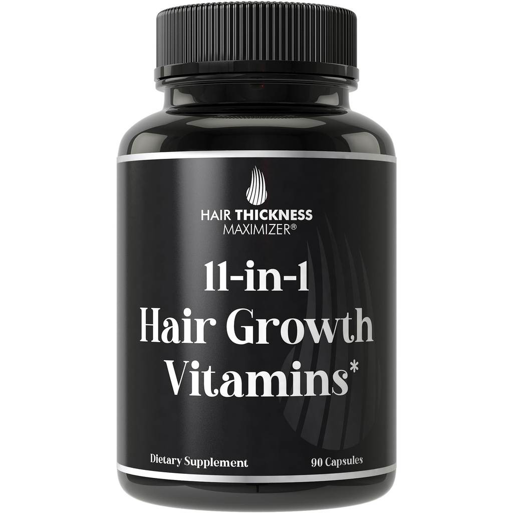 11-in-1 Vegaani hiusten kasvu vitamiineja ohentamiseen & Brittle hiukset . Advanced Vitamiini Complex 5000 mcg Biotin, kurpitsa siemen, sinkki. Tukee Thicker, terveempi-näköinen skalp naisten ja miesten