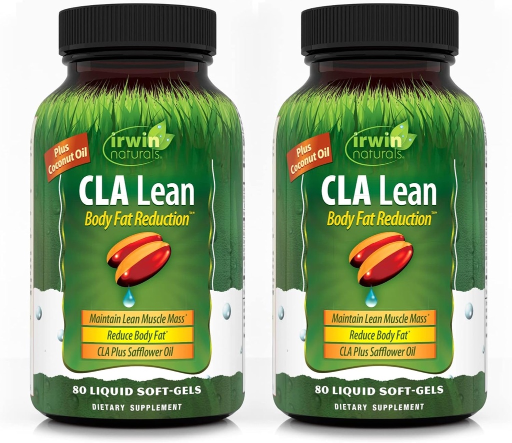 Irwin Naturals CLA Lean Body Fat Reduction - auttaa vähentämään kehon rasvaa ja lisätä lihasten sävy - 80 Liquid Soft-Gels (Pack of 2)