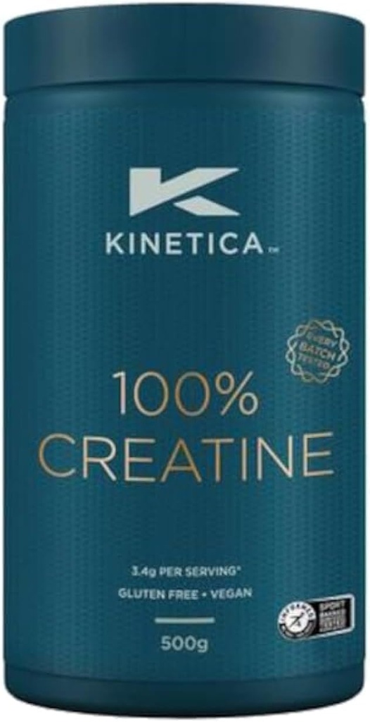 Kinetica 100% Creatiini Monohydraatti Powder, 147 tarjoilua, Creapure Creatiini. Ravintolisät, vegaaniset ja gluteenittomat 500g