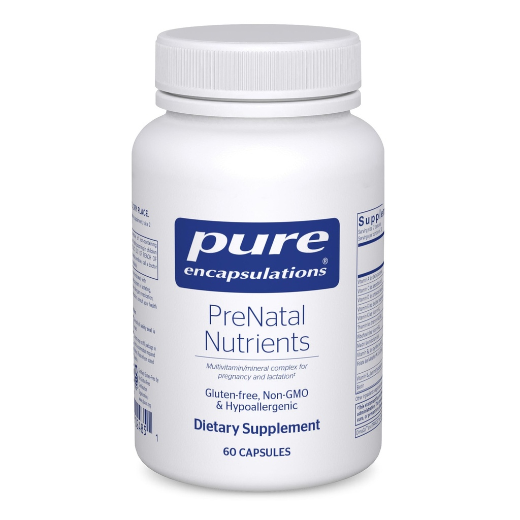 Puhtaat kapselit Prenatal-ravinteet - raskauden ja imetyksen hoitoon - Aids-energia & DNA-kehitys* - Folaatti, koliini ja rauta - Gluteeniton ja ei-GMO - 60 kapselia