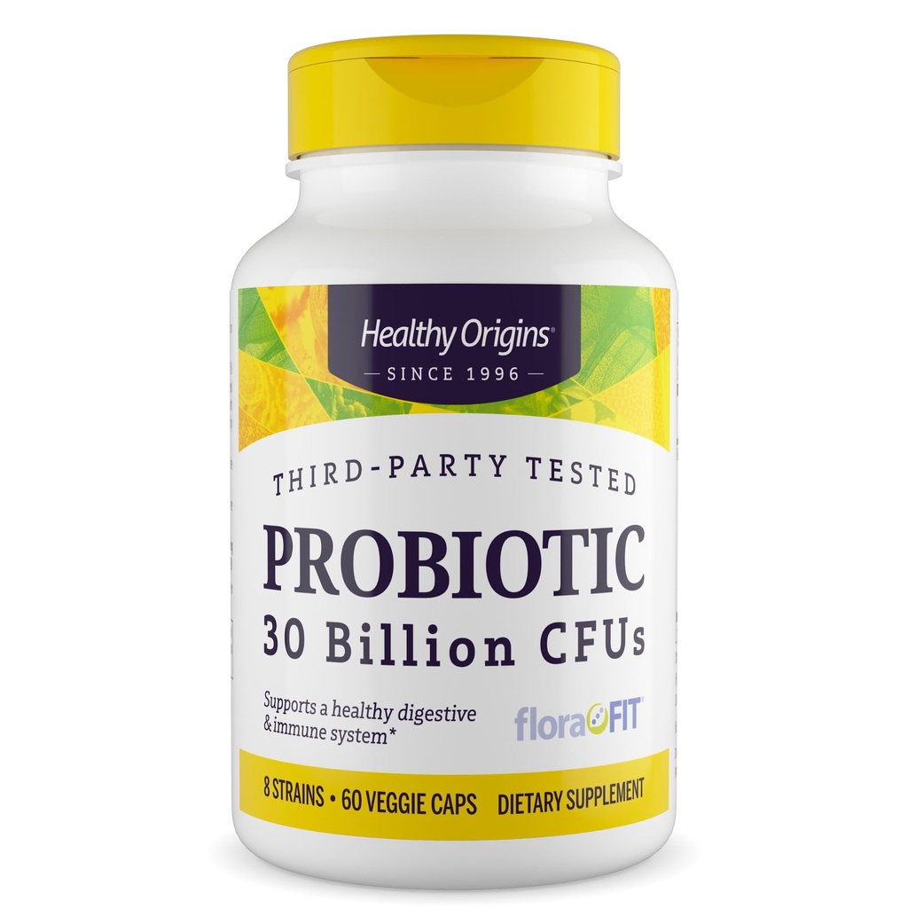 Friska ursprung Probiotic 30 miljarder CFU (Shelf Stable, Non-GMO, Gluten Free, Digestive Health, Gut Health, Immune Support), 60 Veggie Caps