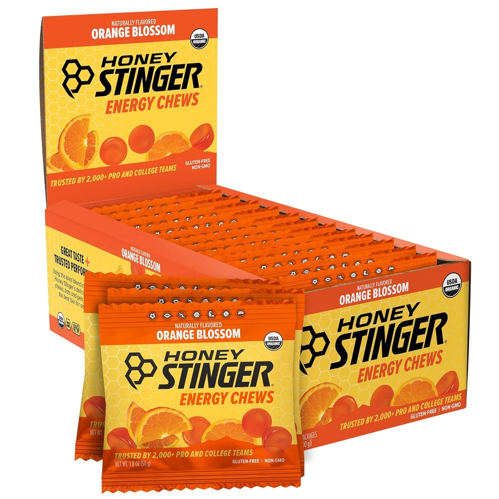 Honey Stinger Organic Orange Blossom Energy Pureskella, Gluteeniton & kofeiiniton, liikunta, juokseminen ja suorituskyky, urheilu ravitsemus koti &amp; kuntosali, Pre and Mid Treout, 12 Pack, 21.6