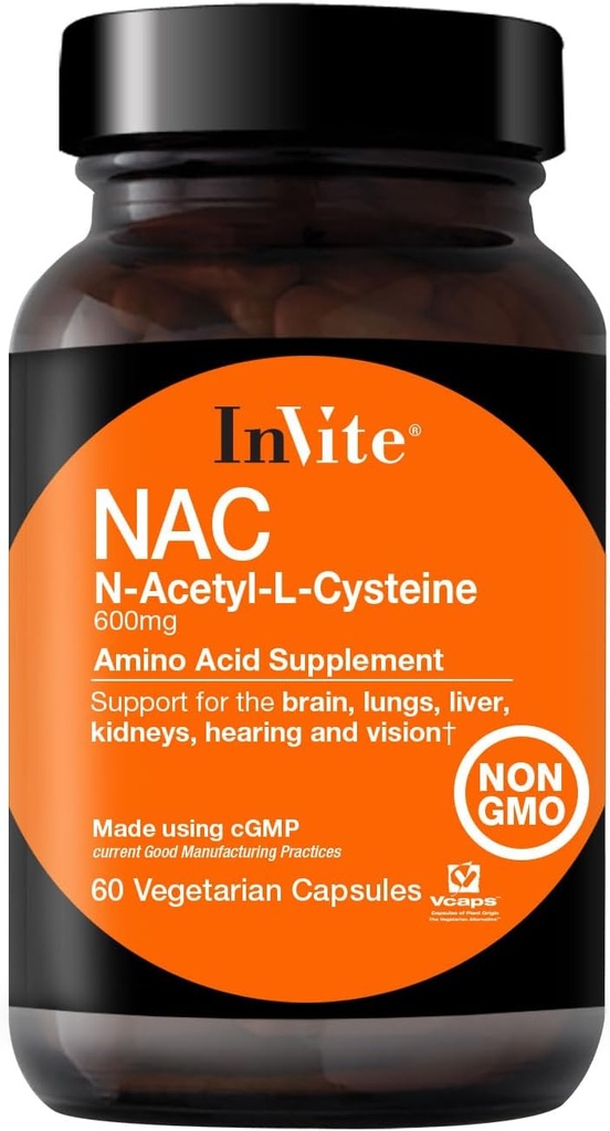 Kutsu Health N-Acetyl Cysteine (NAC) - Tukee maksan ja aivojen terveys - Supplies Essential Amino Acid L-Cysteine ja Precursor Tripeptide Glutatione - 60 Kasvissyöjä kapselit (2-Pack)