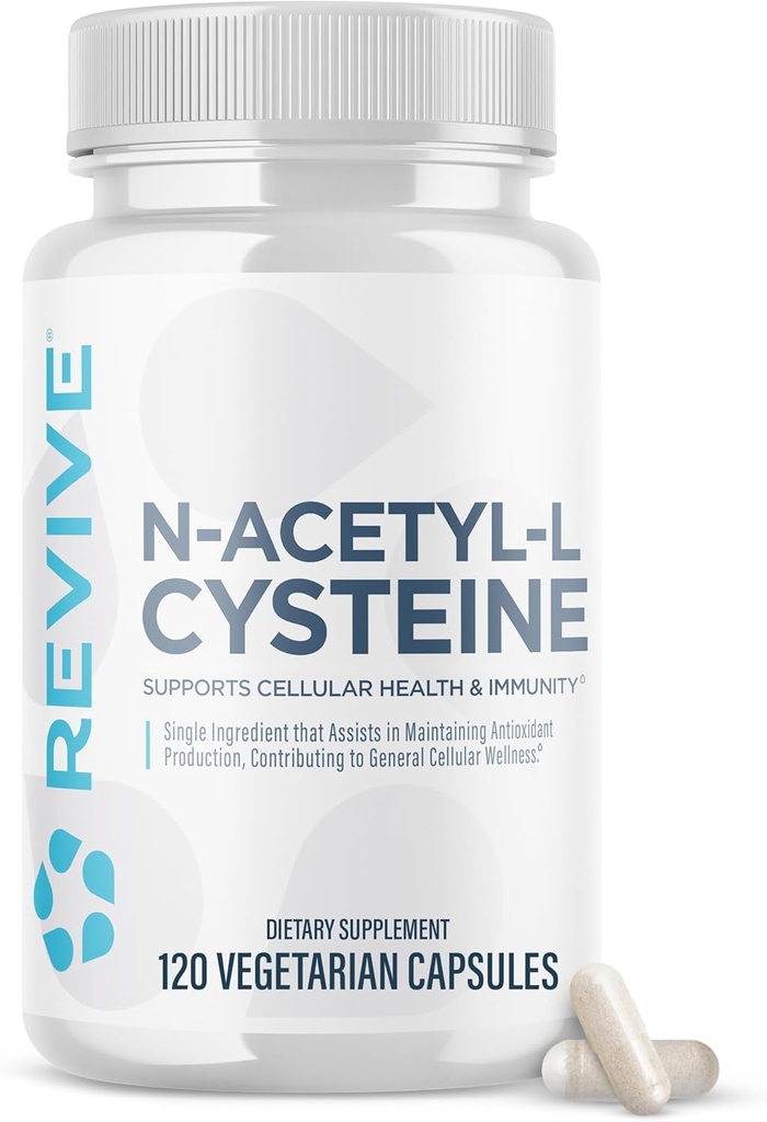 Revive MD NAC Supplement for Men & Women - N-Acetyl Cysteine stöder andnings-, kardiovaskulär och cellulär hälsa - Antioxidant & immunstöd (120 kapslar, 60 portioner)