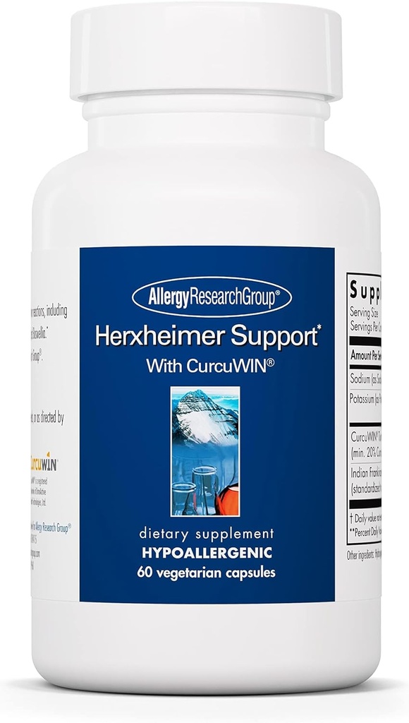 Allergy Research Group Herxheimer Support - Turmeric Boswellia Supplement med CurcuWIN, Curcuminoids och Pure Boswellia Extract för kvinnor och män, Detox och Cleanse Support - 60 vegetariska kapslar