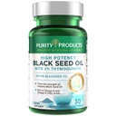 Purity Products High Potency Black Seed Oil - Double Strength + Cold Pressed - 3% Thymoquinone - 500 mg Black Cumin Seed Oil - Omega 6 + 9 Essential Fatty Acids - Lätt att Svälja - 30 Mini Softgels