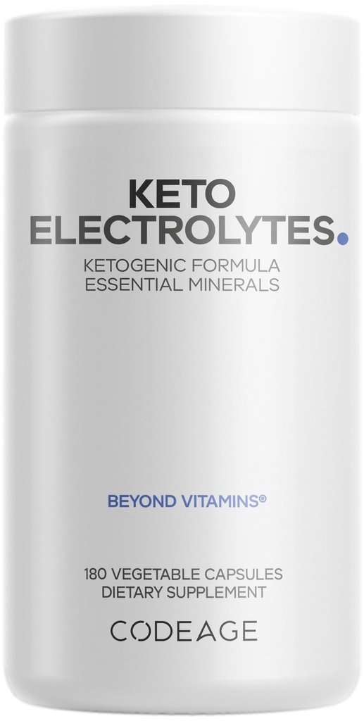 Koodaus Keto Elektrolyyttejä Supplementti Vegaani Elektrolyytti Tabletit w Magnesium, Kalium, Kalsium & Suola - Elektrolyyttijauhe Salt Pillerit & Drink Hydration Lisäravinteet - Ei-GMO Keto Ruokavalio - 180 kapselia