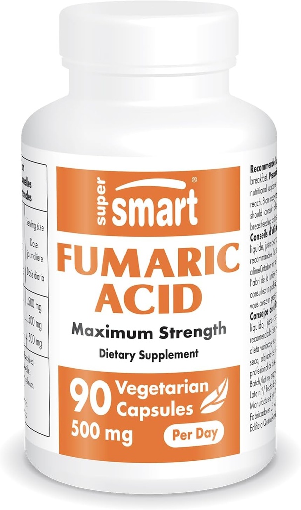 Supersmart - Fumaric Acid 500mg per dag (Maximum Styrka) - Naturtillskott | Non-GMO & Gluten Free - 90 Vegetariska kapslar