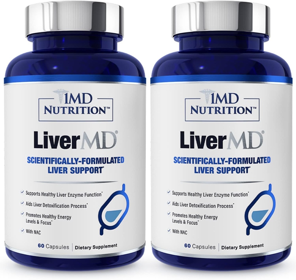 1MD LiverMD - Liver Support Supplement ... Siliphos Milk Thistle Extract - Erittäin biosaatavissa, maksan tuki 60 kapselia (2-pakkaus)