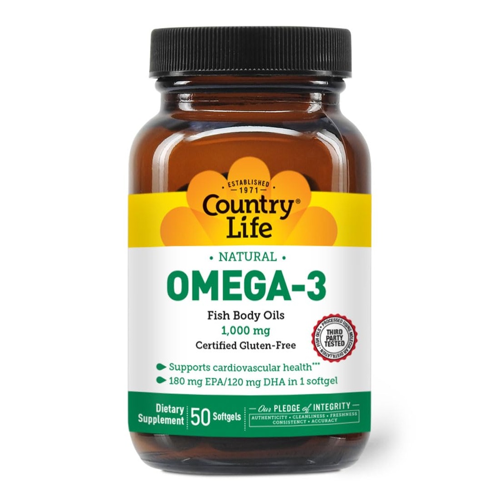 Maa Life Omega-3 Fish Oil Supplement, 10000mg,180mg EPA & 120mg DHA, Fish Oil Concentration, Burpless, 50 Softgels, Certified Gluteeniton