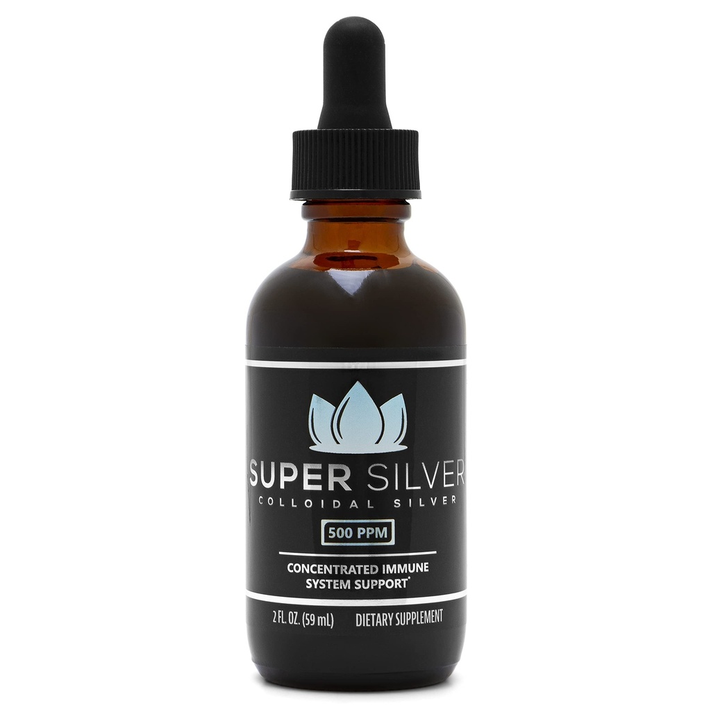 Super Silver 500 PPM Kolloidinen hopea - 2 Ounce pullo Dropper