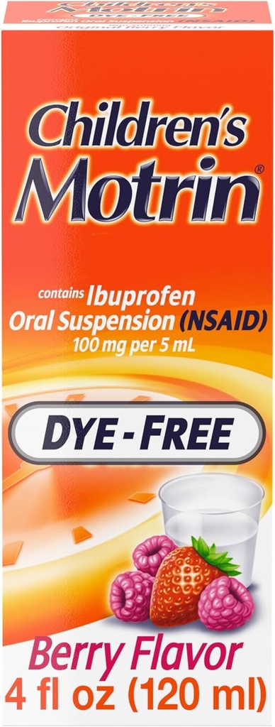 Barnens Motrin Oral Suspension Medicine för barn, 100mg Ibuprofen, Berry Flavored, 4 fl. oz
