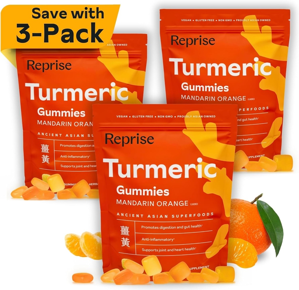 Gummies för kvinnor | Curcumin Supplement Gummies för inflammation | Gurkmeja Supplement för vuxna | Natural Curcumin, Low-Sugar, Vegan, Mandarin Orange Flavor, 45 Count (Pack of 3)