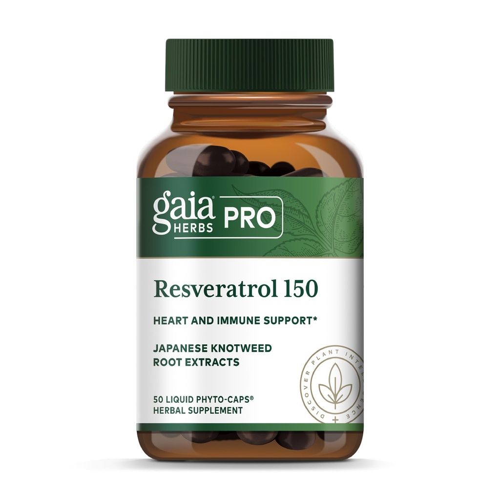 GAIA HERBS PRO Resveratrol 150 - Tarjoaa Heart Health & Immuuni tukea - Sisältää japanilainen solmuke - Vegaani, soijaton & Gluteeniton - 50 nestemäistä Phyto-Caps (25 tarjoilua)