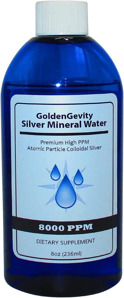 8000 PPM Bioaktiv Atomic Colloidal Silver, 8 oz | Non-Toxic, Non-GMO Trace Mineral Immune Support Supplement