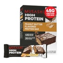 MUSASHI High Protein Bar, 45g Protein, 2g Total Sugars, Peanut Butter & Milk Chocolate Coated, Post Workout och Protein Snack On The Go, 12 Pack av 3.2oz (90g) Bars