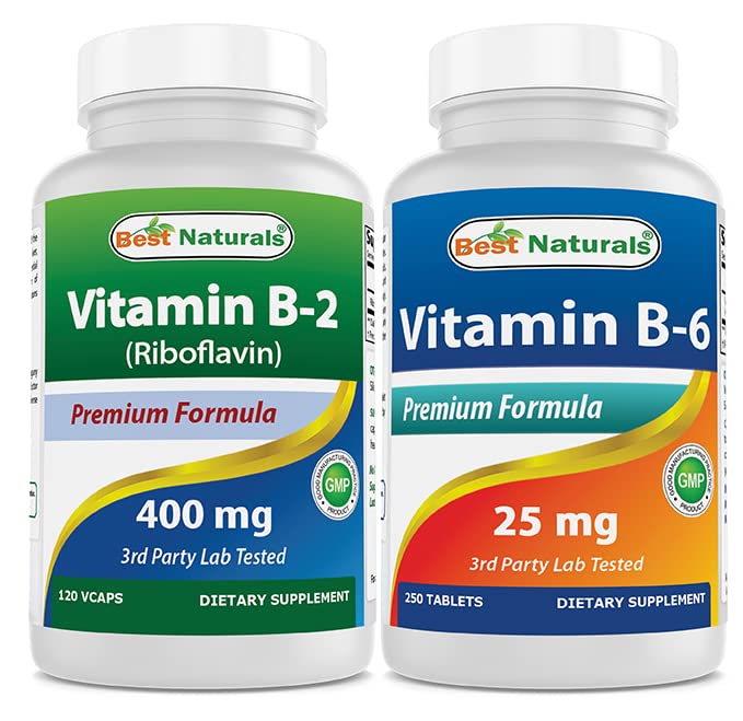 Best Naturals B2-vitamiini (Riboflaviini) 400 mg & B-6 25 Mg