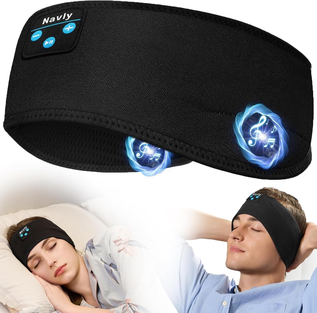 Navly Sleep kuulokkeet, 10Hrs Sports Headband Soft Cozy Korvakorut Mukava, kuulokkeet Headband Ultra-Thin HD stereo kaiuttimet Täydellinen harjoitteluun,Junning,Yoga,Matkailu