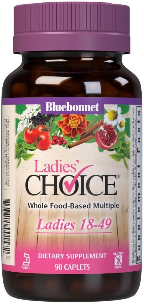 Bluebonnet Nutrition Ladies' Choice Whole Food-Baseed Multiple for Women 18-49, 90 Count Purple/Pink