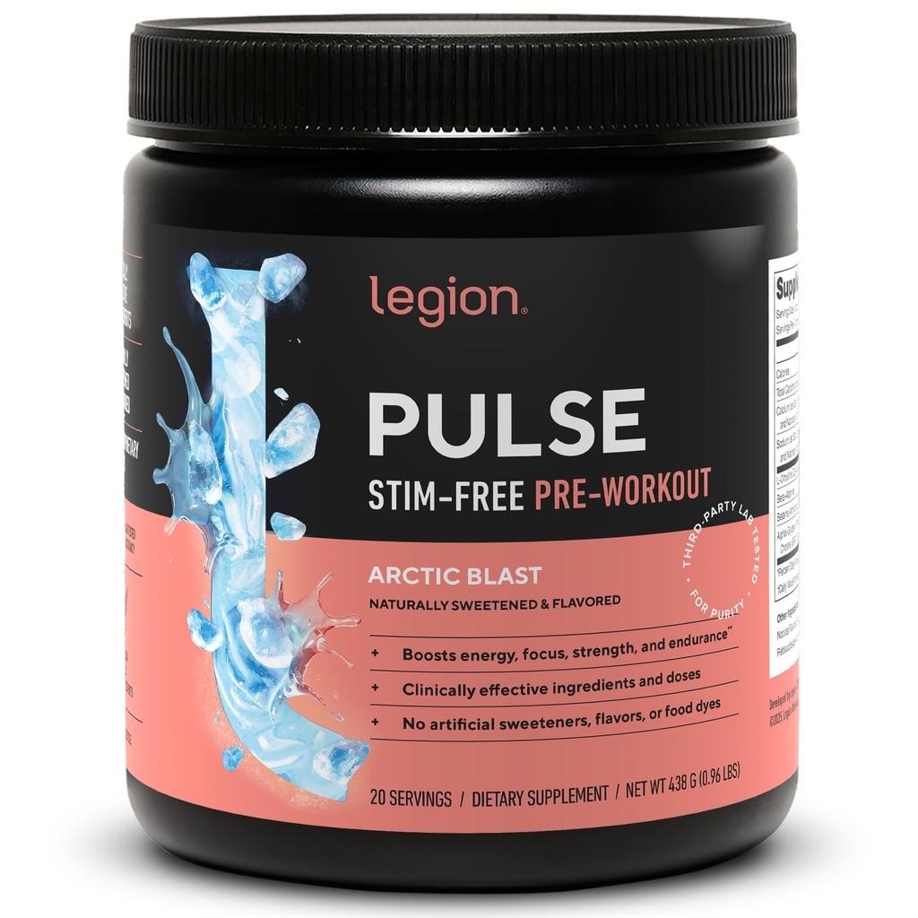 LEGION Pulse Pre workout täydentää - Kaikki luonnon typpioksidin esitreenata juoda Boost Energy, Creatiini ilmaiseksi, luonnollisesti makeutettu, Beta Alanine, Citulline, Alpha GPC (kofeiini vapaa Arctic Blast)