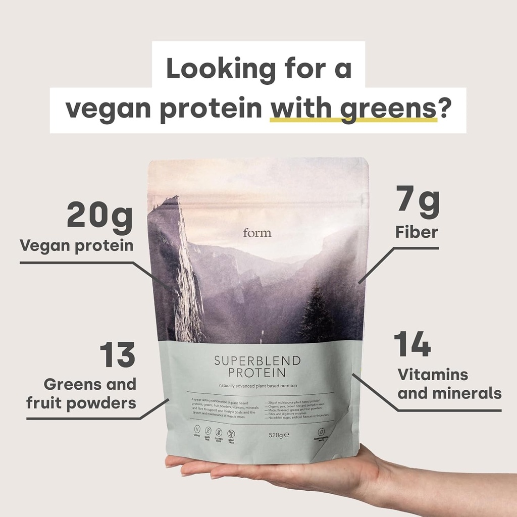 Form Superblend Protein - Vegan Proteinpulver med Superfoods, Vitaminer och mineraler - 20g av växtbaserat protein per portion (Chocolate Peanut)