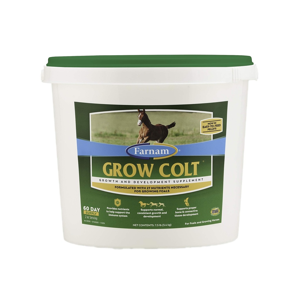 Farnam Grow Colt Supplement för tillväxt och utveckling, stöder normal, konsekvent tillväxt i första år av föl liv, 7,5 lbs., 60 dagars leverans