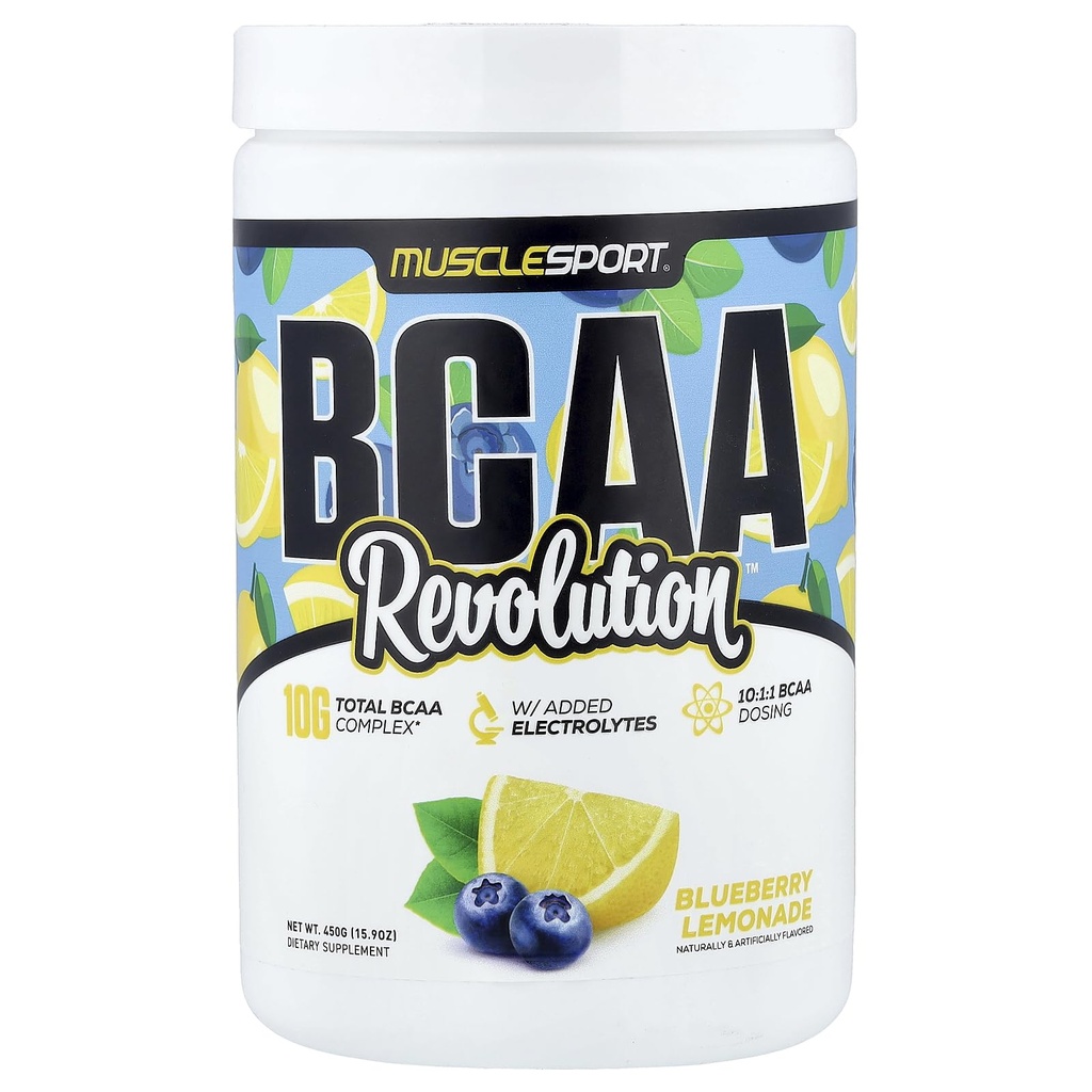 Musclesport BCAA Revolution Aminohappo jauhe täydentää miesten ja naisten - Intra Treenout Training Complex - Recovery Supplement (Blueberry Lemonade, 30 tarjoilua)