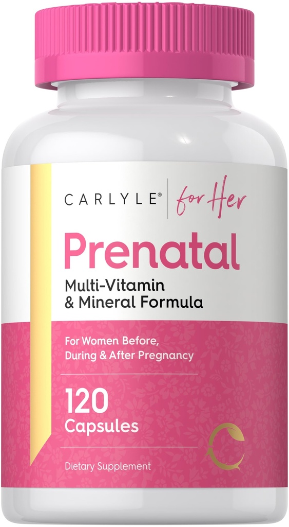 Carlyle Prenatal vitamiineja naisille ... 120 kapselia... monivitamiini- ja mineraalikaava Foolihapon kanssa...