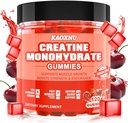 Kreatiini Monohydraatti Gummies 5600mg miehille & naisille, 120 CT purutabletti Creatiini Gummies lihasten tuki, energia Boost, 5.6g Creatiini Monohydraatti per tarjoilu - Sokeriton, Vegan (Cherry Flavor)