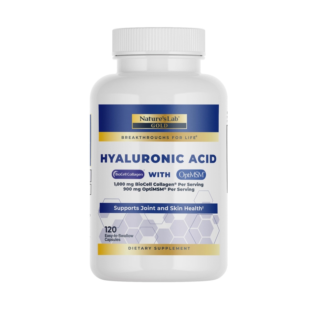 Luonnon Lab Hyaluronic Acid Biocell Collagen ja MSM - Ihon nesteytys, Joint Health - 120 kapselia (40 päivän toimitus)