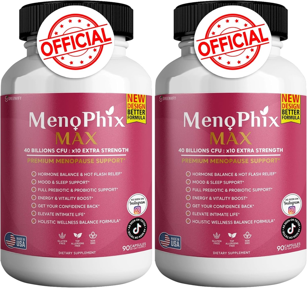 MenoPhix Max Premium Menopause Support Supplement, 40 miljardia PMY, extra vahvuus, 180 kapselia (2)
