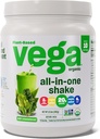 Vega Organic All-in-One Vegan Protein Powder, Plain Un makeuttamaton - Superfood Ingredients, Vitamiineja immuniteetin tuki, Keto Friendly, Pea Protein for Women & Men, 13.5 oz (Pakkaus toukokuussa Vary)