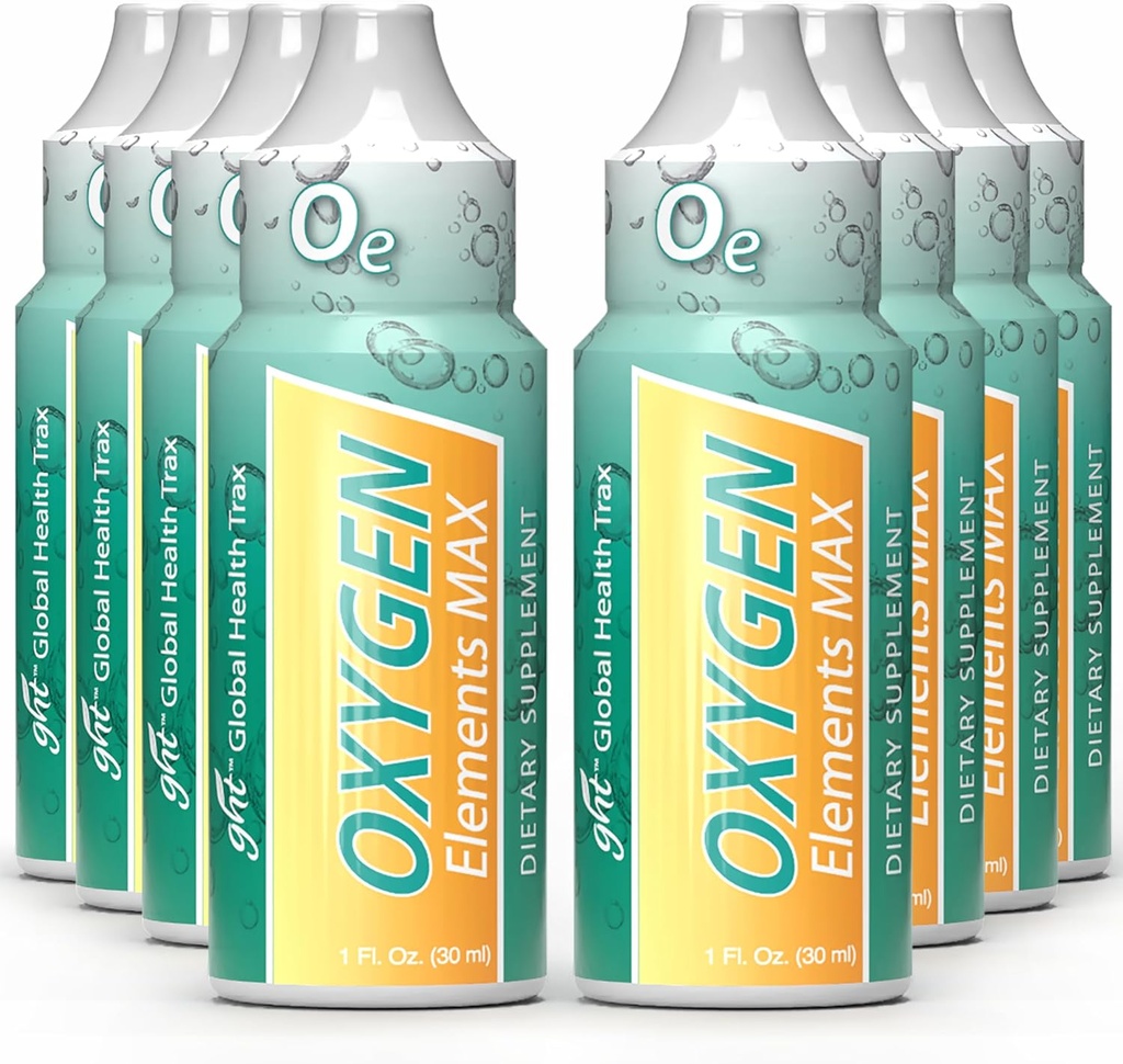 GHT - Oxygen Elements Max Liquid Oxygen Drops i 1 Ounce Bottle, Portable Supplement - Bolster Endurance och Stamina, Cleanse Cells (8 Pack)