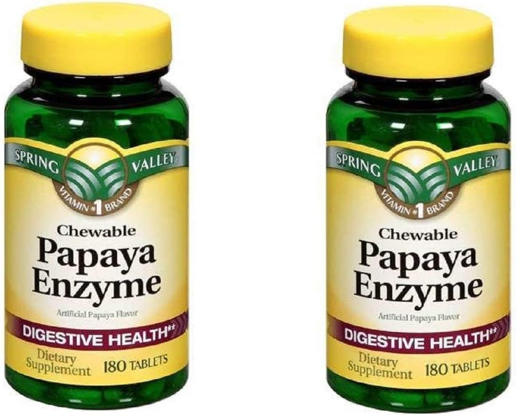 Spring Valley Papaya Enzyme, 180 purutablettia (2 pakkaus)