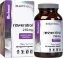 Bluebonnet Nutrition Beautiful Ally Resveratrol 250mg, Best for Skin, Antioksidantti, Kauneus ravintoaine, Vegaaninen, Kasvisruokaa, Ei GMO, Gluteeniton, soijaton, 60 Vihanneskapselit, 60 tarjoilua