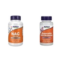 Nu Kosttillskott, NAC (N-Acetyl Cysteine) 600 mg med Selenium & Molybdenum, 100 Veg Capsules & Now Quercetin med Bromelain - 60 Veg Capsules