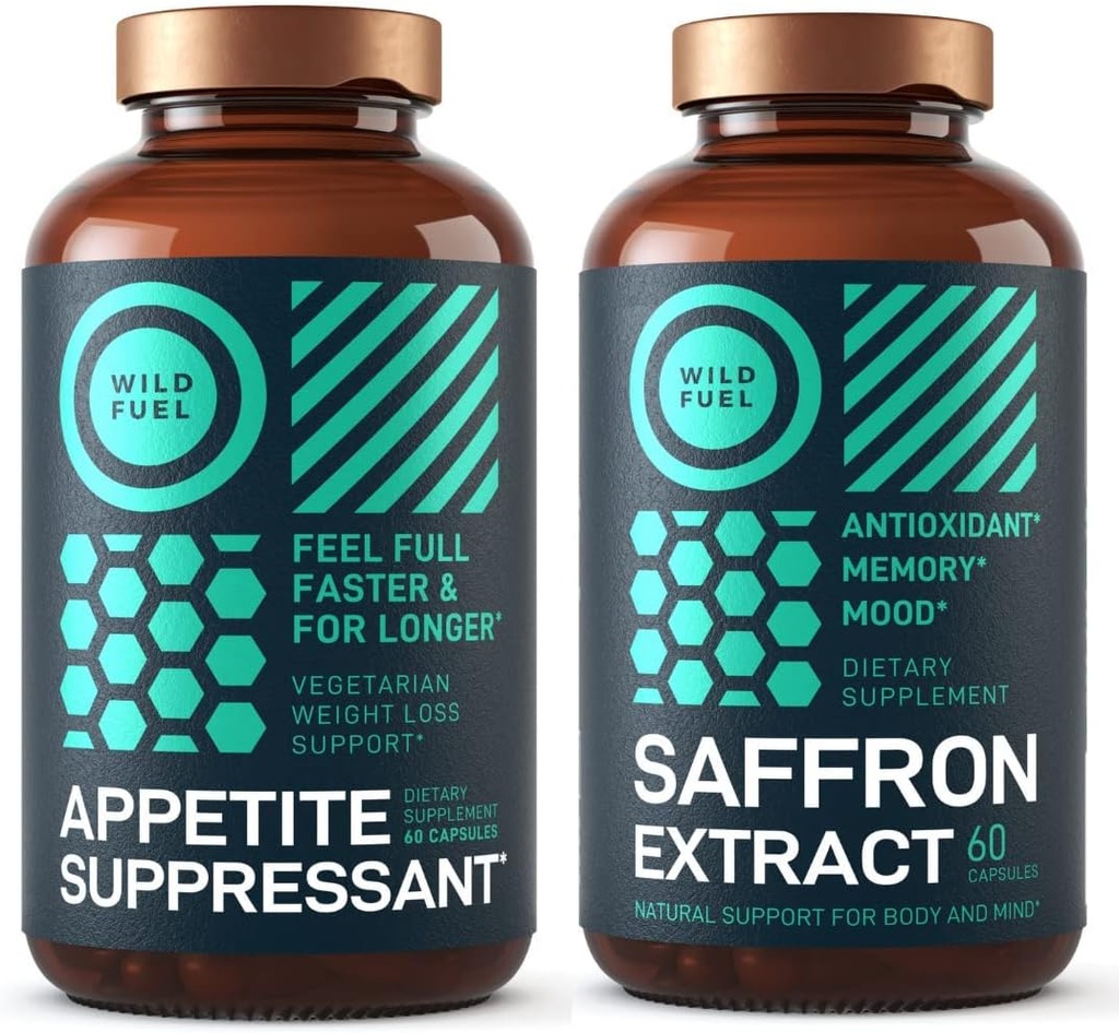 WILD POLTTOAINE Appetite Suppressant ja Saffron Extract kapselit Bundle