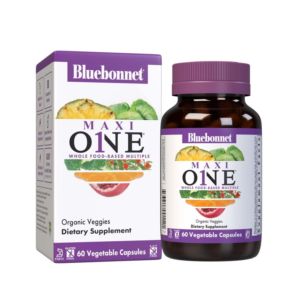 Bluebonnet Nutrition Maxi One (raudan kanssa), Koko ruoka Multiple, Entsyymit, Energia, Vitality, Gluteenittomat ja maitotuotteita & soijaton, Kosher, Kasvissyöjä Ystävällinen, Ei-GMO, 2 kuukauden tarjonta, Beige, 60