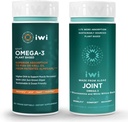 Iwi Omega-3 Sport & Joint Omega-3 Bundle, 30 Tarjoilua, Vegan Plant-Based Algae Omega 3, Krill & Fish Oil Alternative, No Fishy Aftertaste