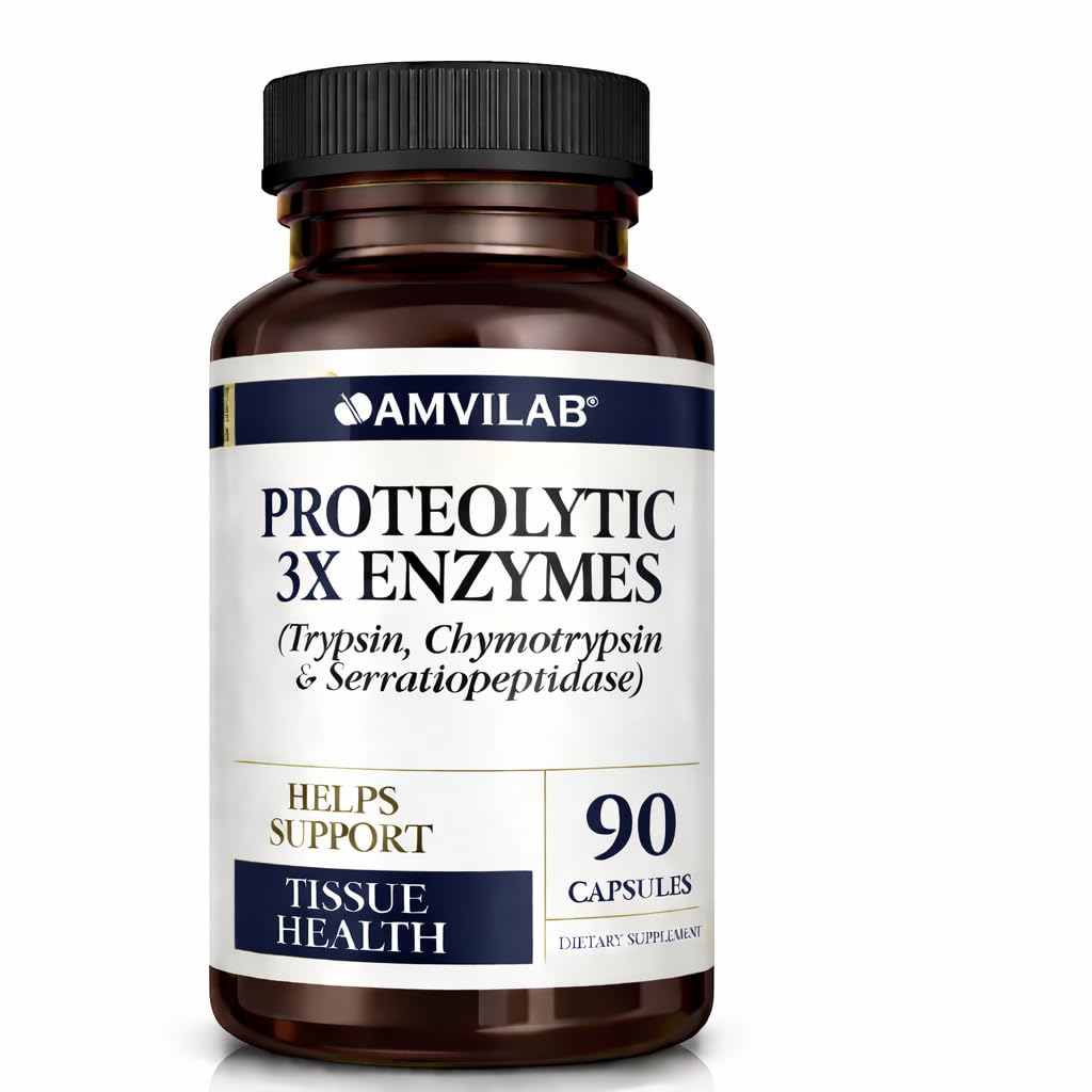 Proteolyyttiset Entsyymit 3X - Trypsiini, shymotrypsiini ja Serrapeptidaasi - Vähentää Edema & Ärsytys kudosvaurio - Tukee kehon hyvinvointi & toipuminen - Ravintolisä - 90 kapselia