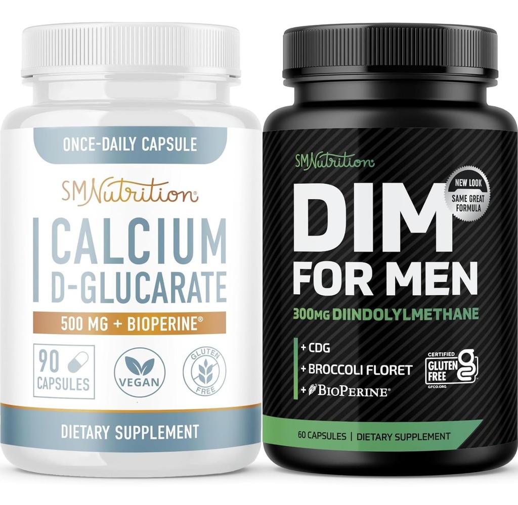 SMNutrition Mäns DIM Supplement med Calcium D-Glucarate | Male Hormone Balancing Bundle med DIM Complex för Män (60 portioner) och Vegan Gluten Free Non-GMO CDG Supplement (90 portioner)